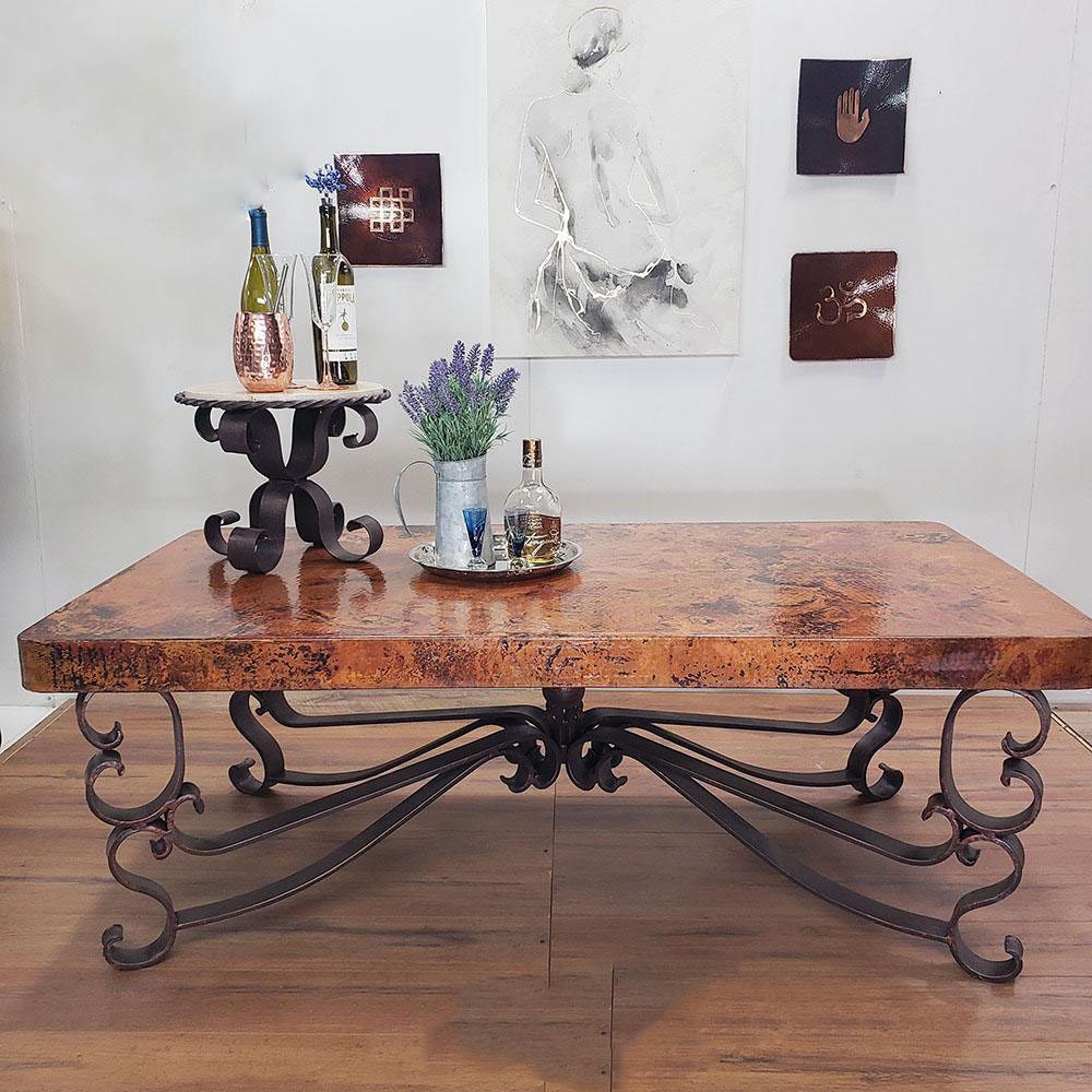 table, basse, en, cuivre