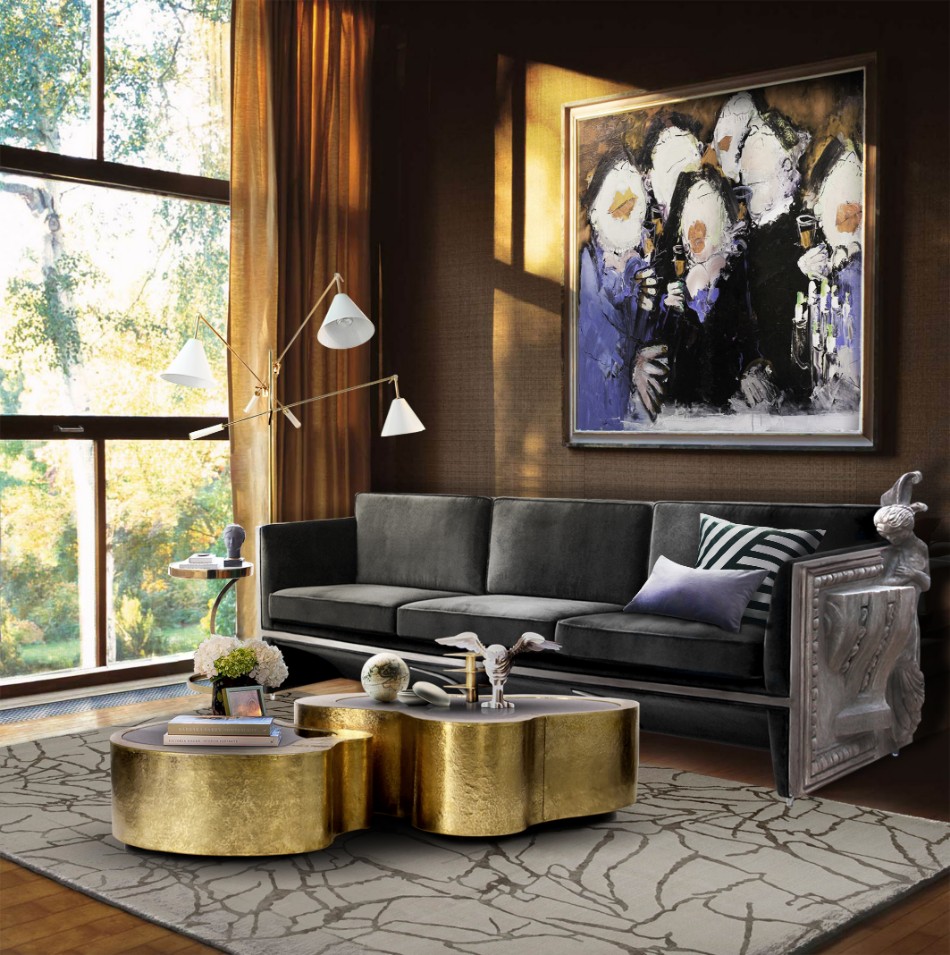 mobilier, en, cuivre, contemporaine, laiton, d&eacute;coration, maison, int&eacute;rieur, table, basse, table, a, manger, meubles, ext&eacute;rieur 